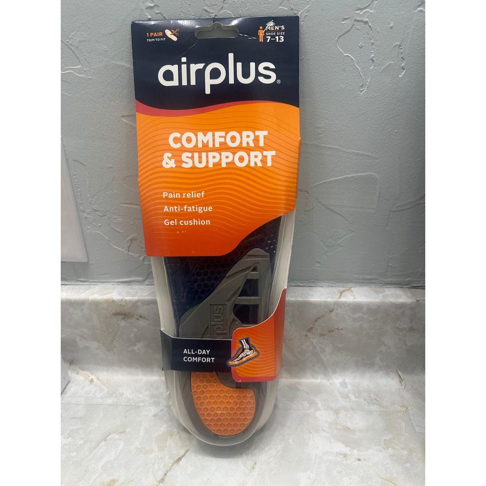 Airplus Comfort Support Insoles Mens Shoe Size 7-13 Gel Cushion‎ Pain Relief